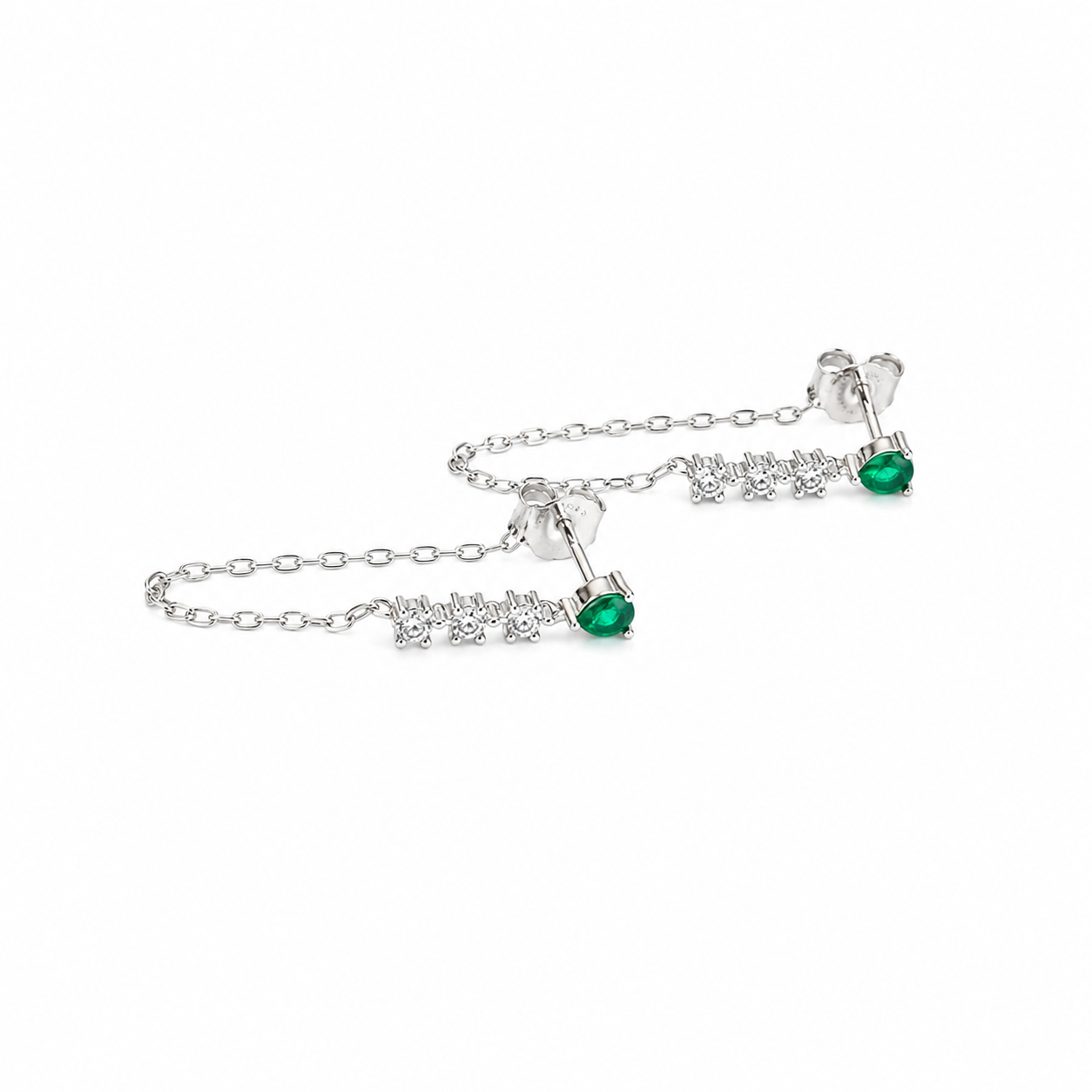 Teardrop Zircon Chain Earrings