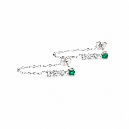 Teardrop Zircon Chain Earrings