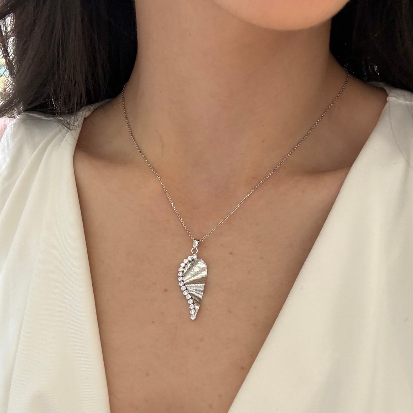 Half Heart Zircon Necklace