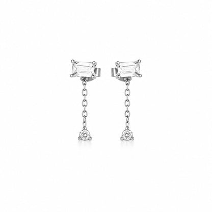 Mini Rectangle Drop Chain Earrings