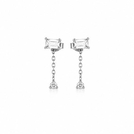Mini Rectangle Drop Chain Earrings