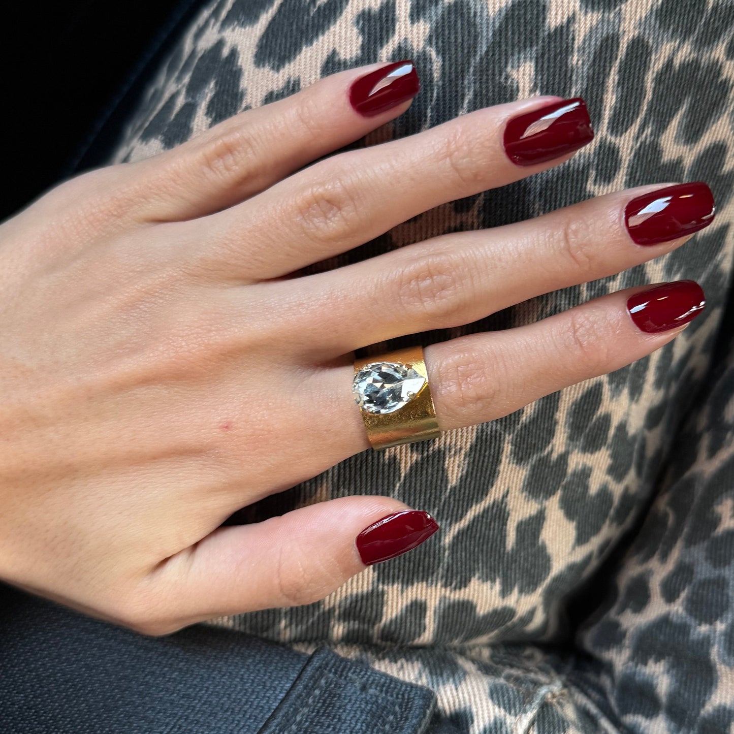 Chunky Teardrop Swarovski Ring