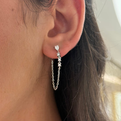 Teardrop Zircon Chain Earrings