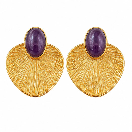 Stone Fan Earrings