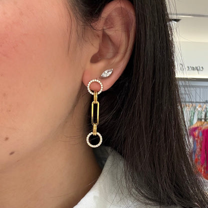 Round Zircon Chain Earrings