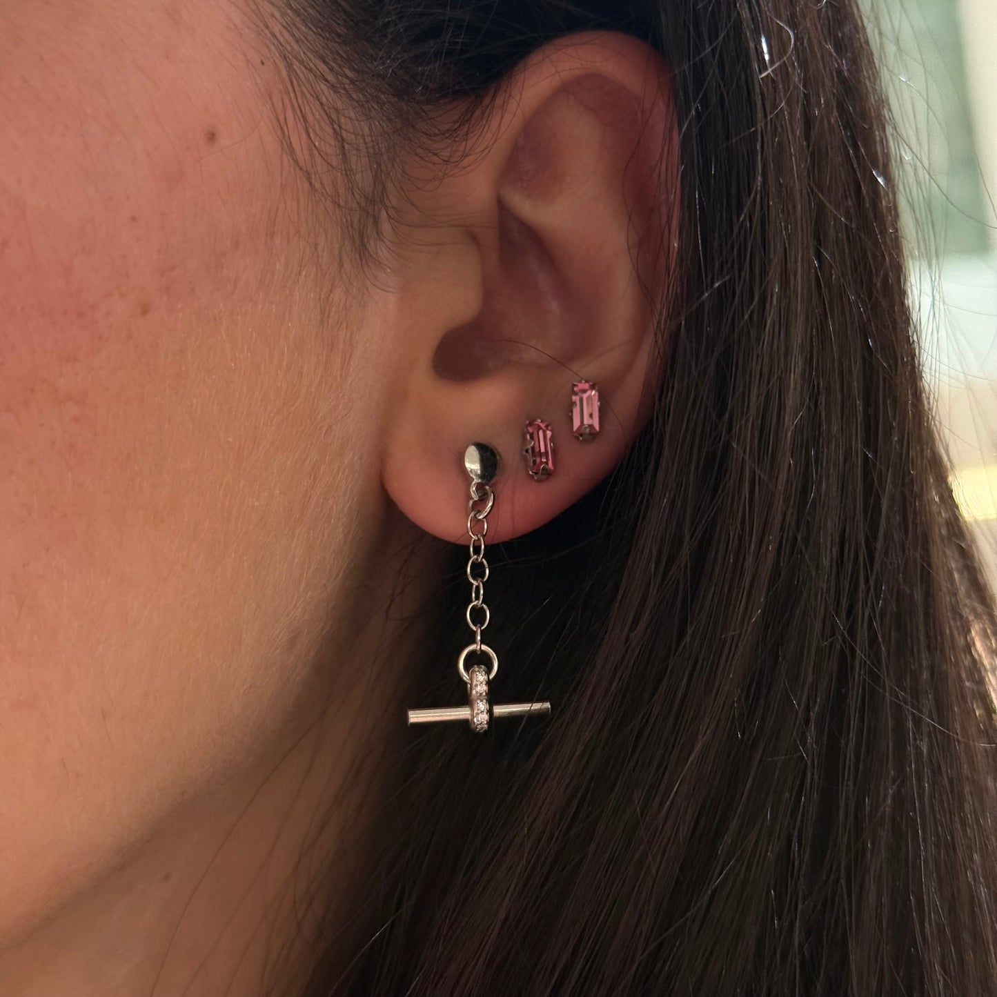 Swarovski Baguette Rose Earrings