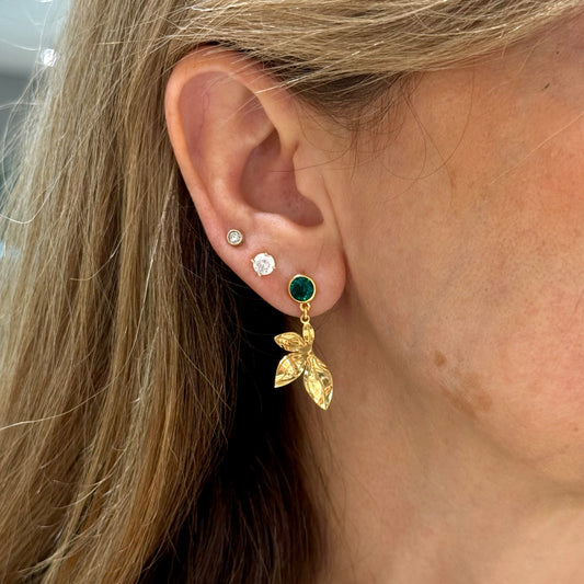 Petal With Emerald Swarovski Earrings