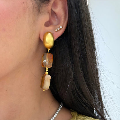 Amber Stone Earrings