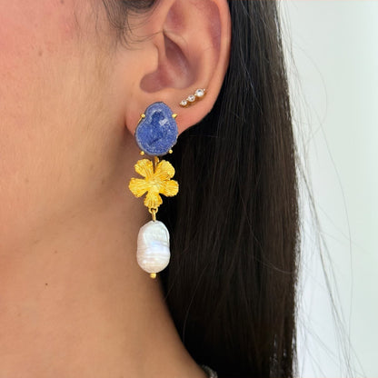 Sparkly Crystal Blue Earrings