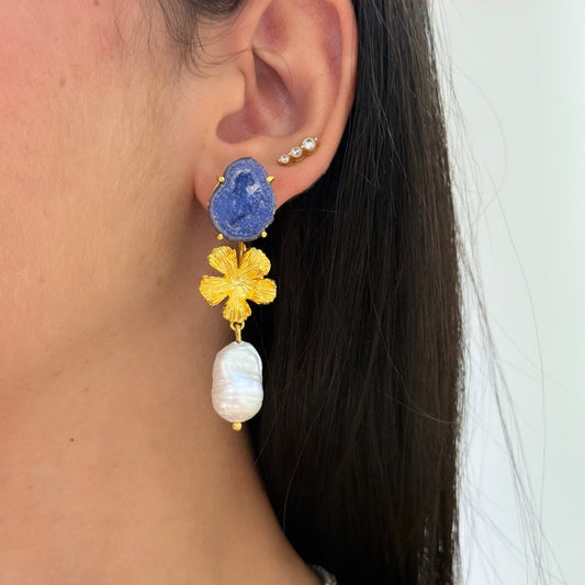 Sparkly Crystal Blue Earrings