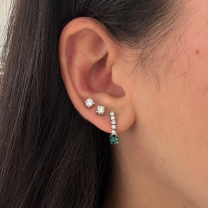 Short Swarovski Emerald Tennis Earrings