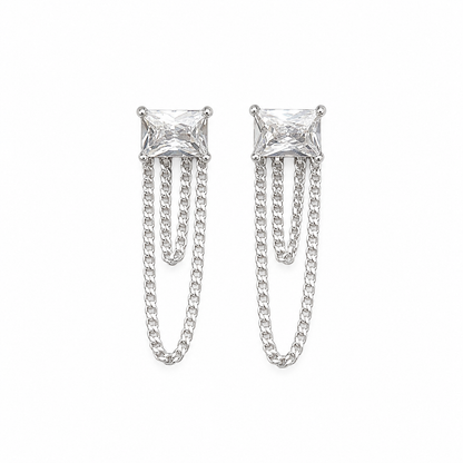 Rectangle Double Chain Earrings