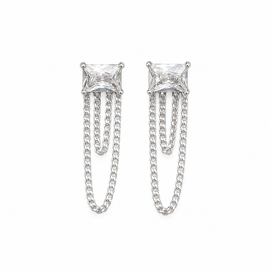 Rectangle Double Chain Earrings