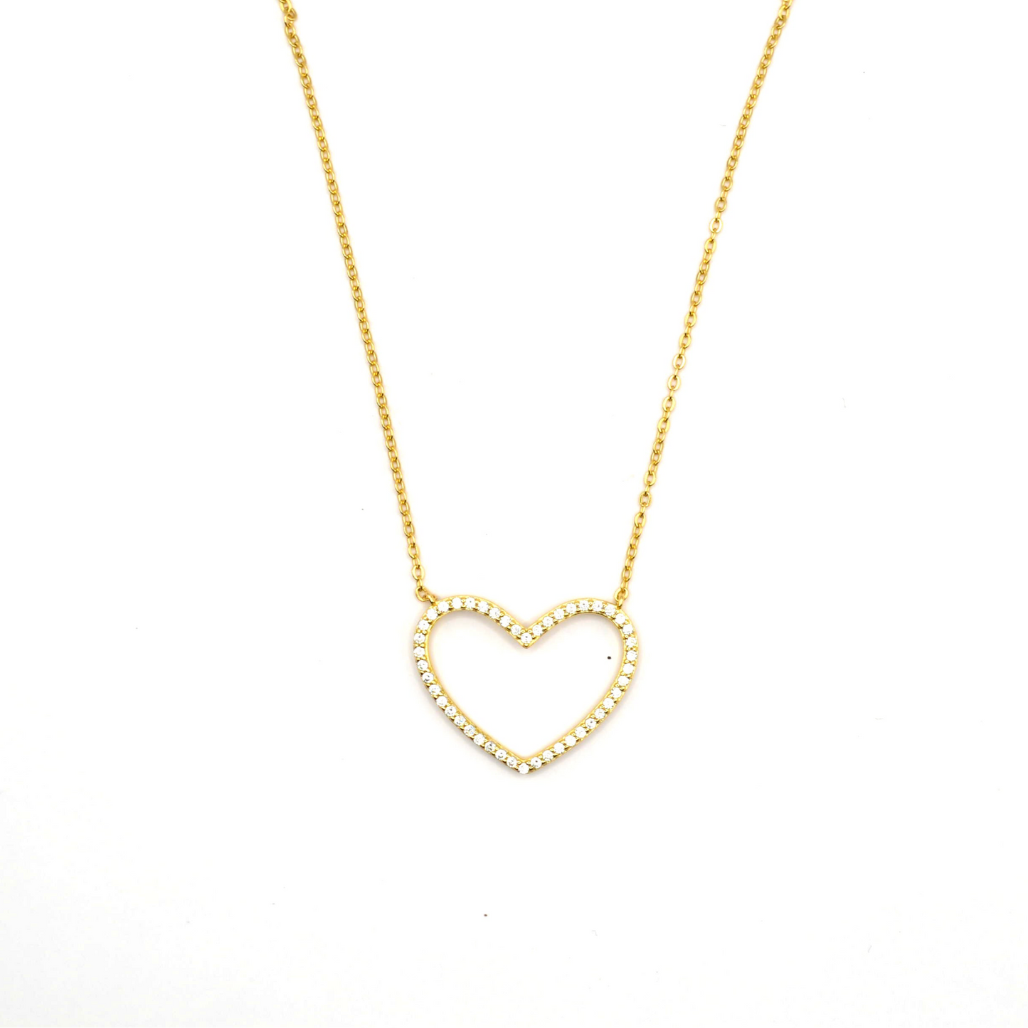 Zircon Heart Shape Necklace Gold