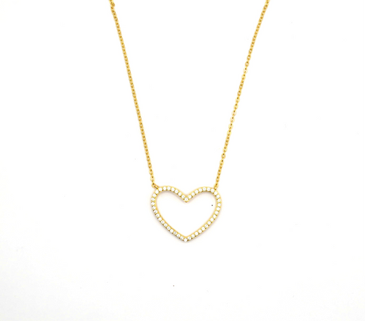 Zircon Heart Shape Necklace Gold