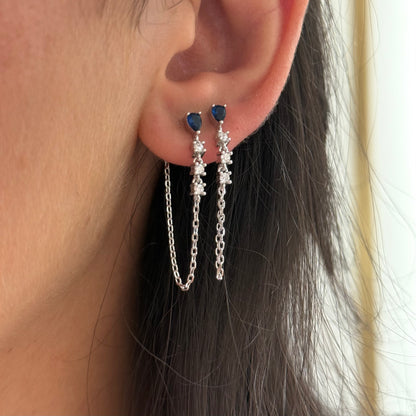 Teardrop Zircon Chain Earrings