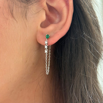 Teardrop Zircon Chain Earrings