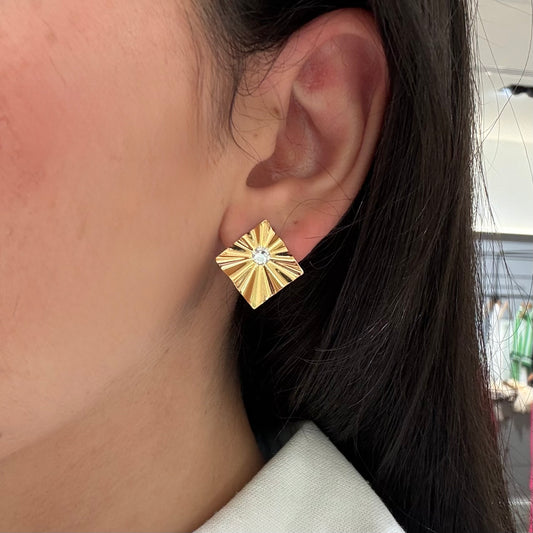 Metallic Golden Ruffle Earrings