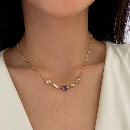 Purple & Honey Swarovski Sparkly Necklace