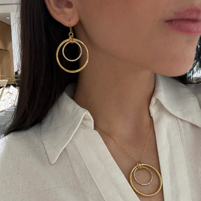 Double Circle Zircon Necklace