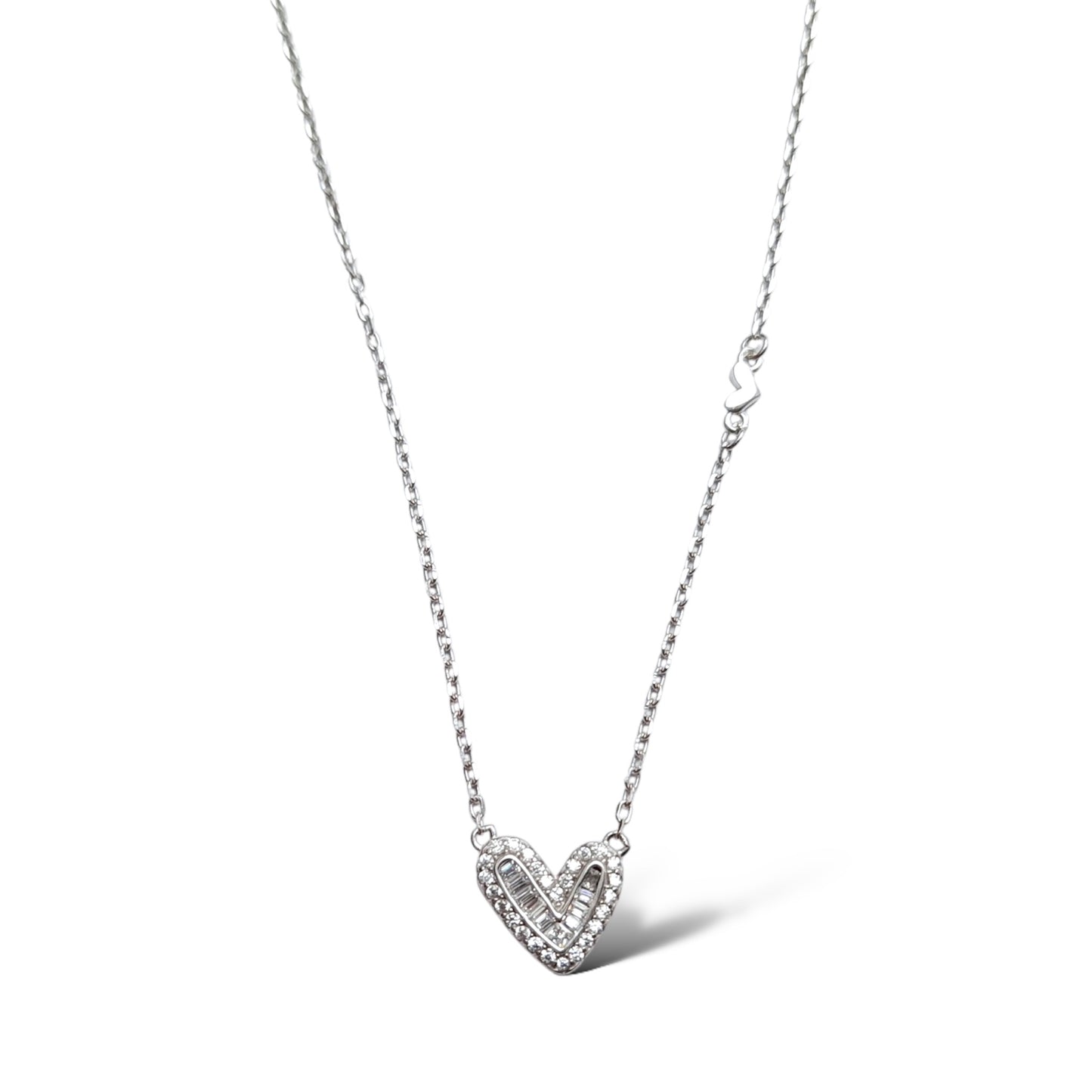 Gem Heart Silver Necklace