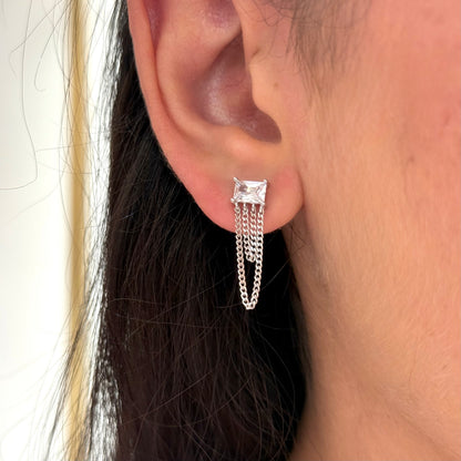 Rectangle Double Chain Earrings