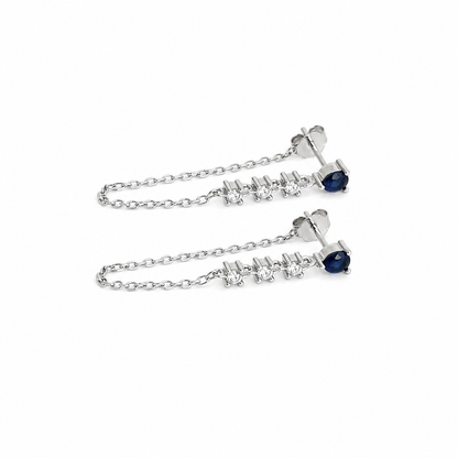 Teardrop Zircon Chain Earrings