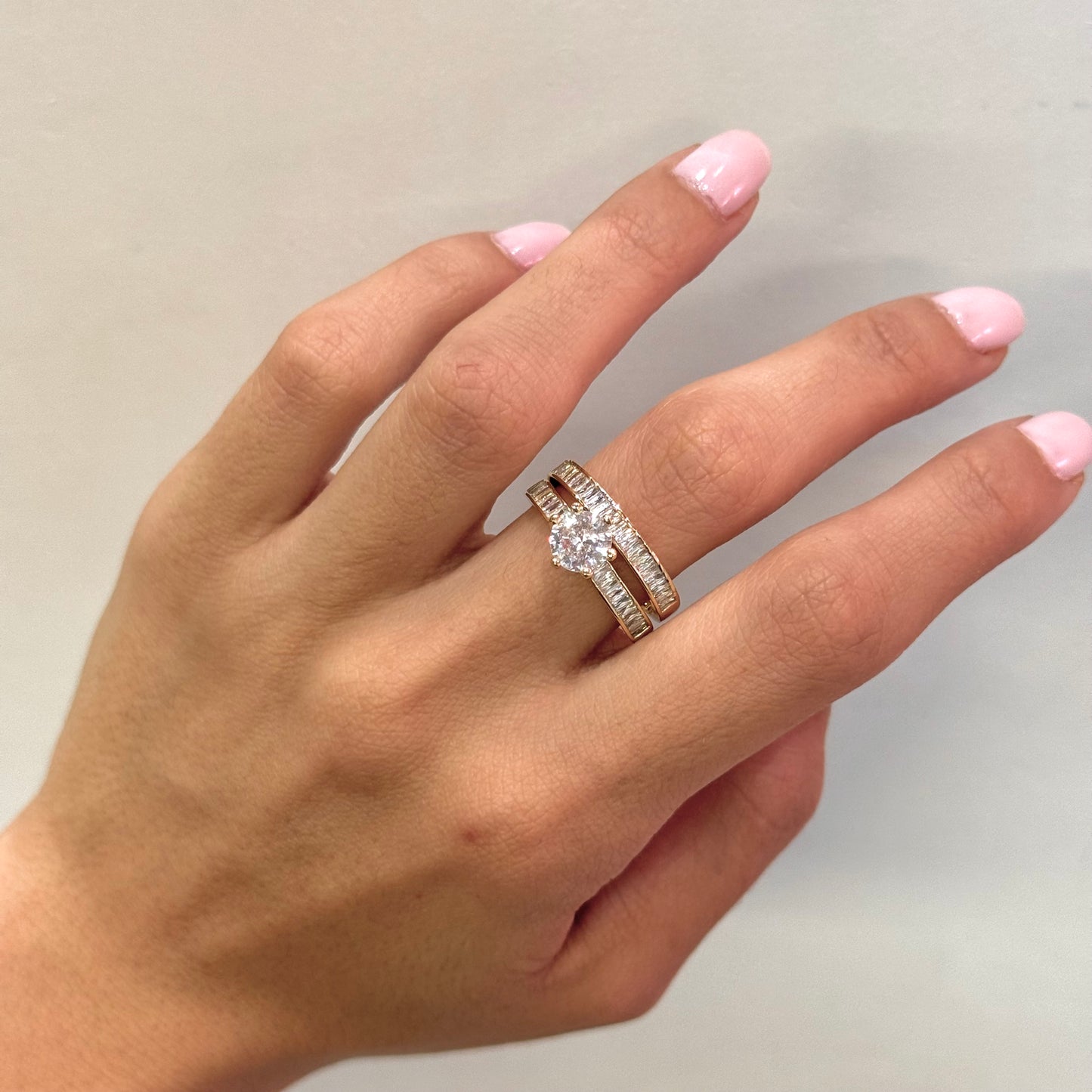 Fashion Baguette Zircon Twin Set