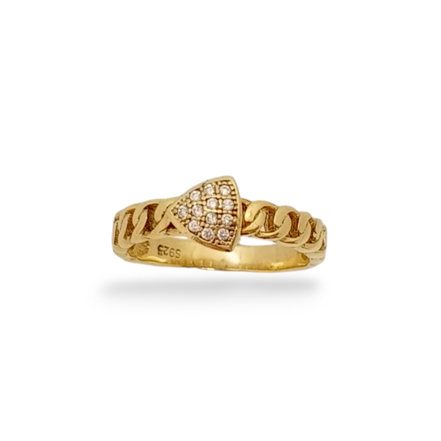 Solid Chain Ring with zircon details