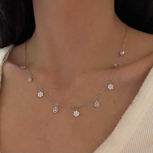 Double Shape Zircon Necklace