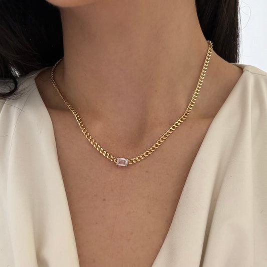 Rectangle Center Stone Necklace