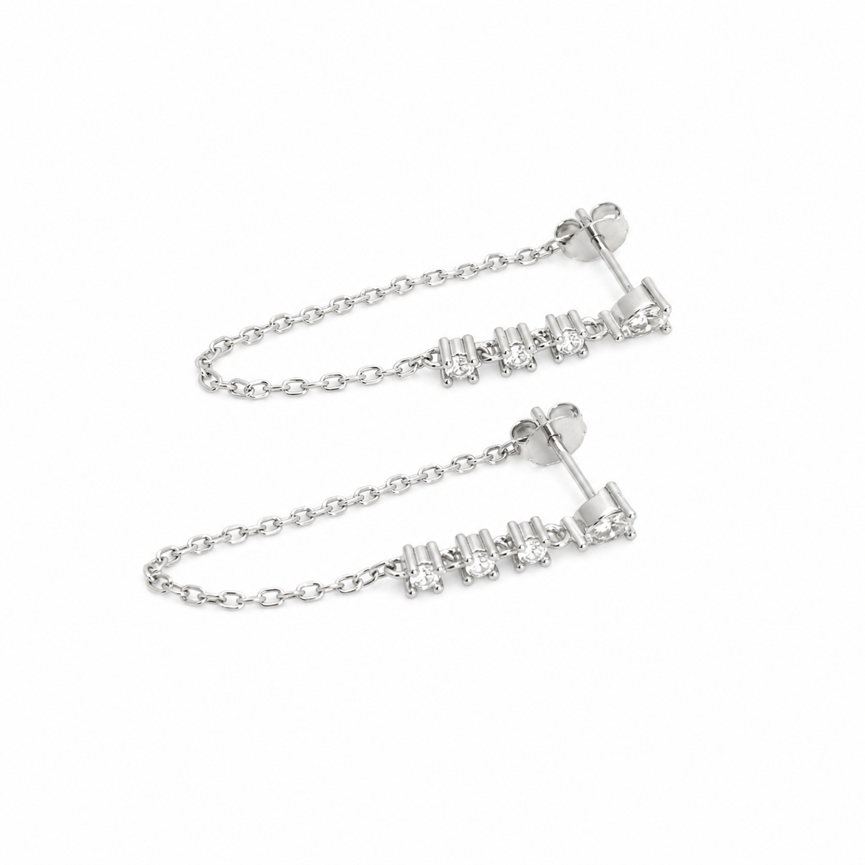 Teardrop Zircon Chain Earrings