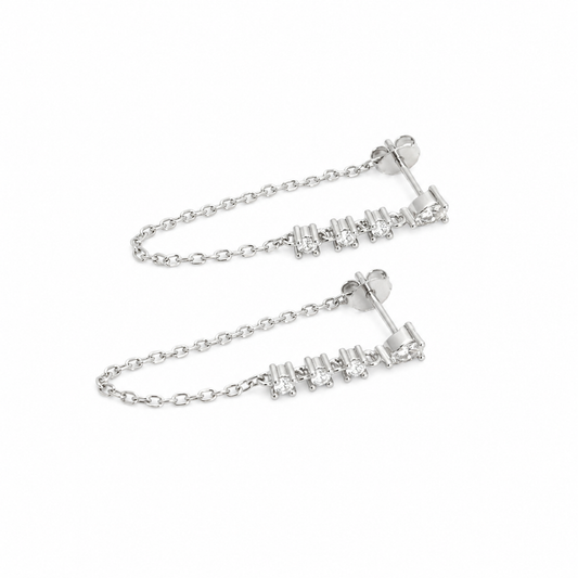 Teardrop Zircon Chain Earrings