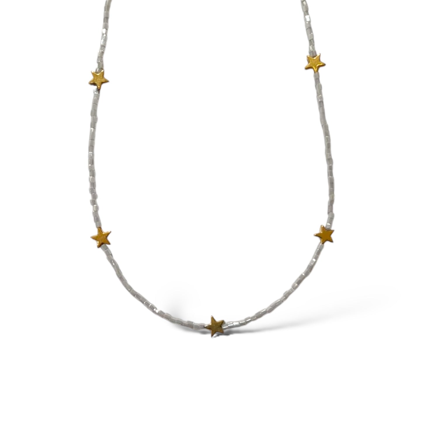 Signature Hematite Stars Necklace with Metallic Crystals