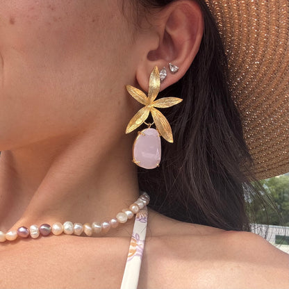 Flower Stone Earrings