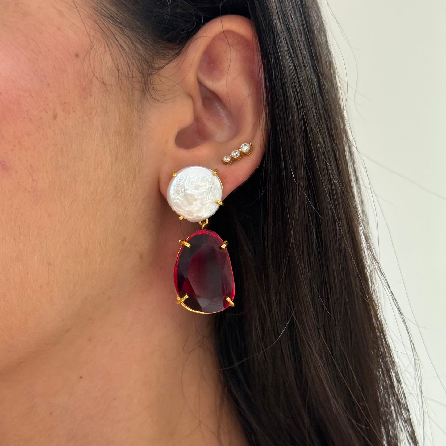Pearl with Stone Earrings