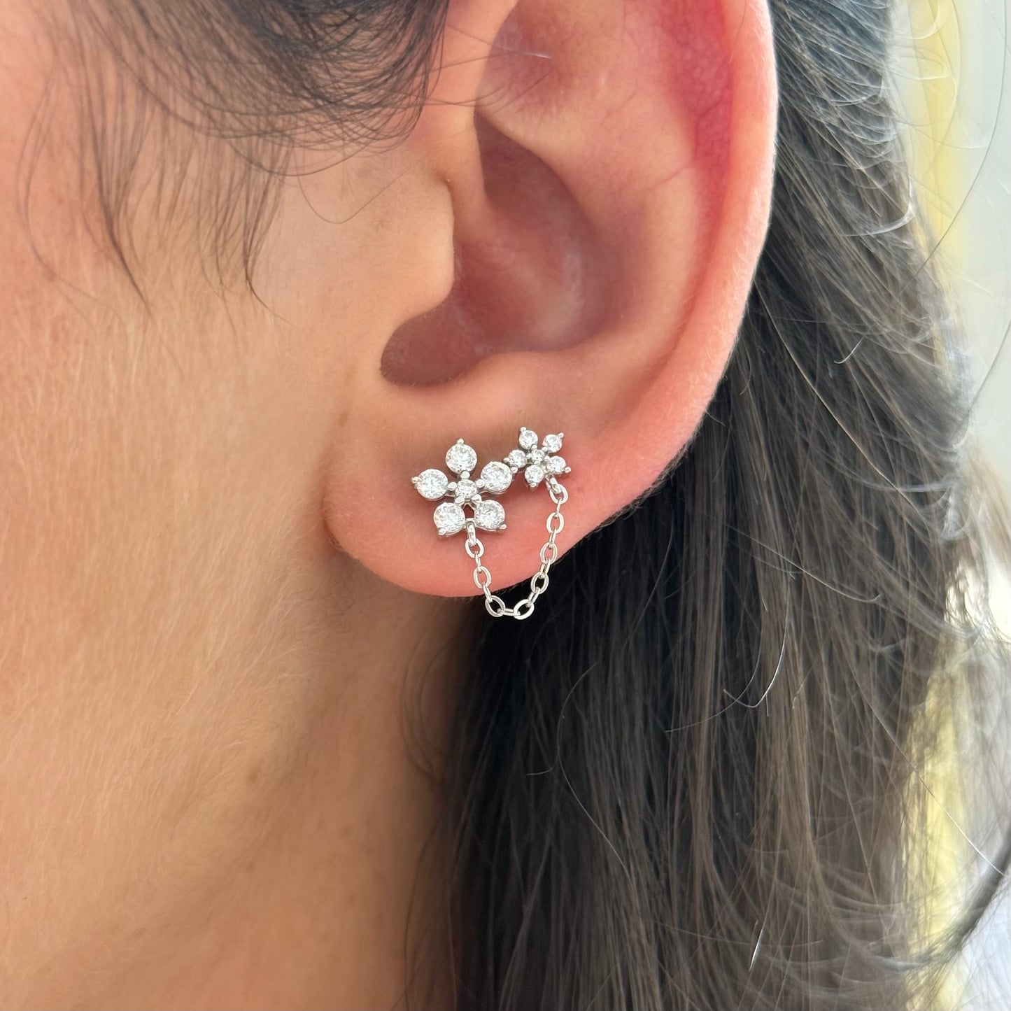 Single Piece Attached Flower Earrings
