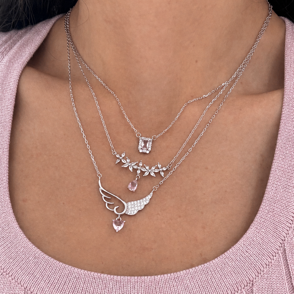 Ivy with Light Pink Stone Necklace
