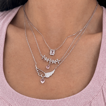 Ivy with Light Pink Stone Necklace
