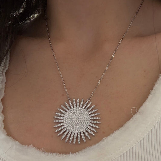 Big Zircon Sun Necklace