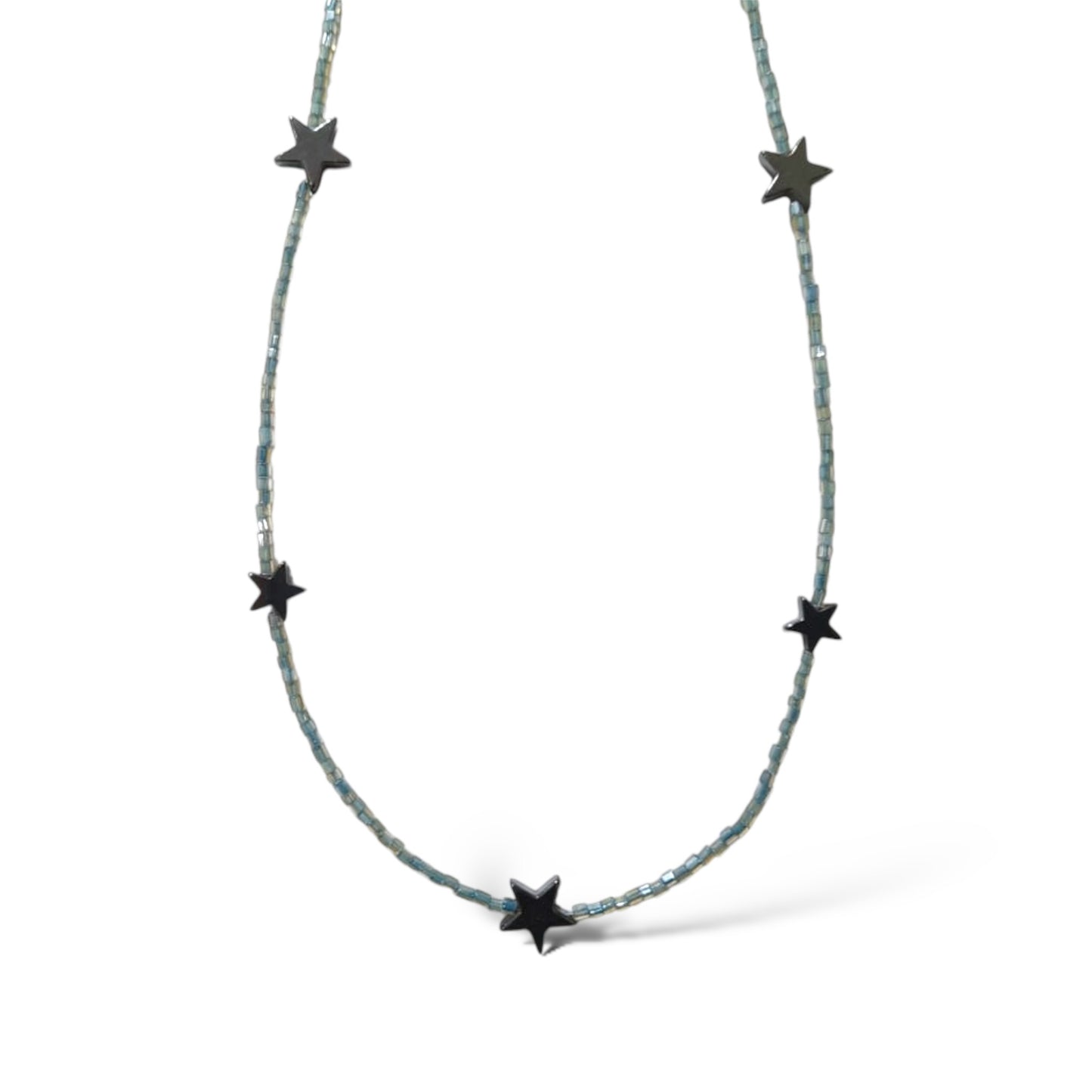 Signature Hematite Stars Necklace with Metallic Crystals