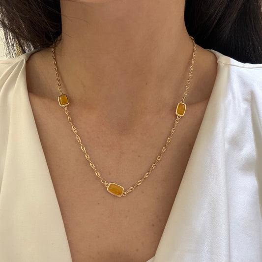 Yellow Stones Chain Necklace