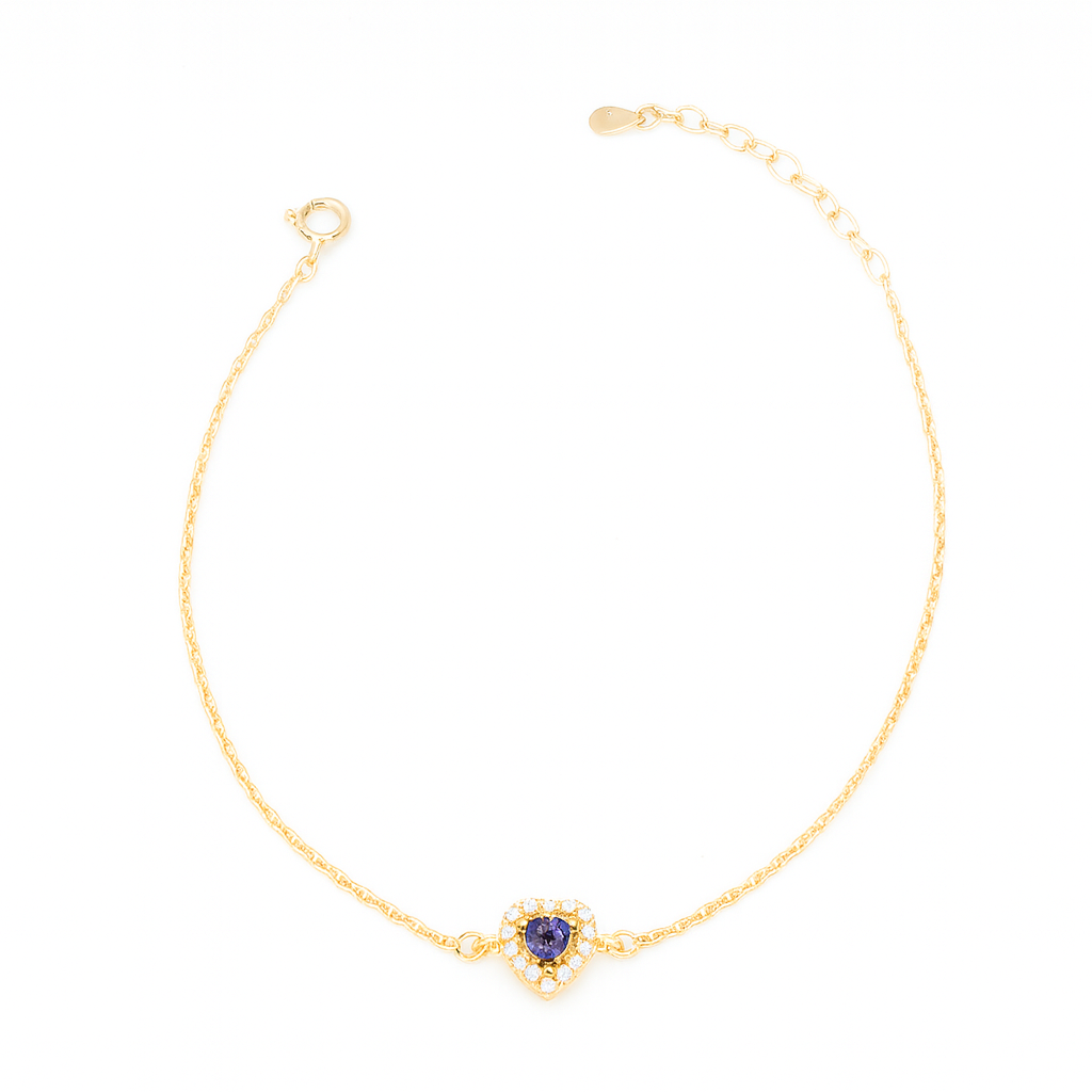 Simple Zircon Heart Bracelet In Gold