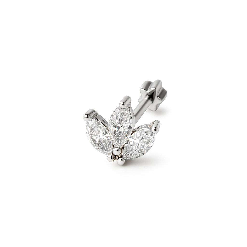 Single Piece Crystal Petal Flat-back Earring