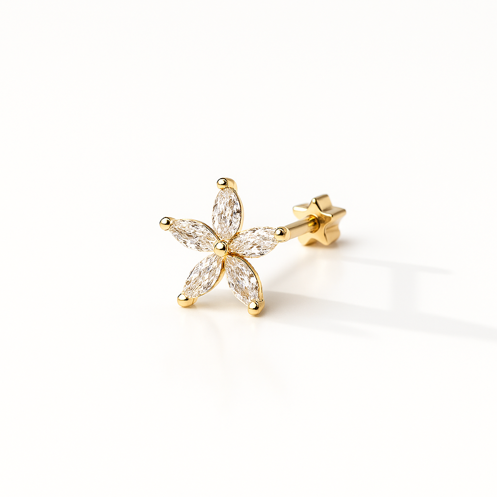 Single Piece Lotus Flower Flat-back Earring