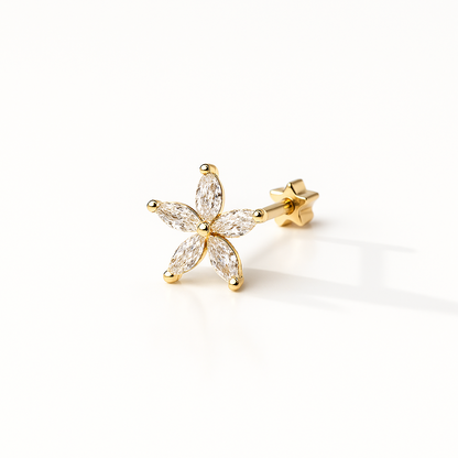 Single Piece Lotus Flower Flat-back Earring