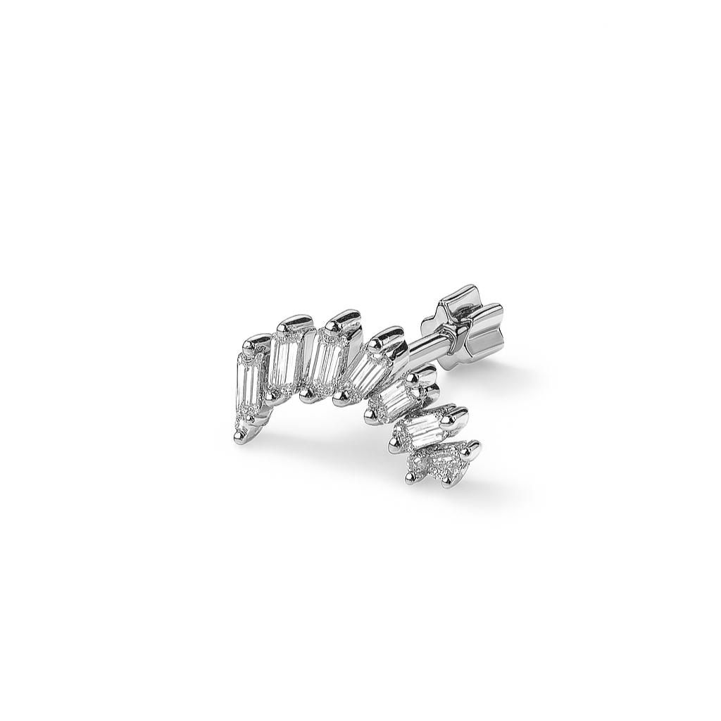 Single Piece Baguette Flat-back Earring