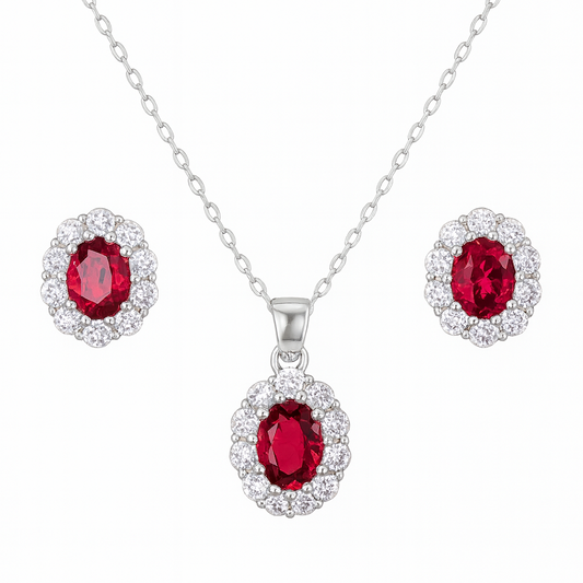 Ruby Flower Zircon Set
