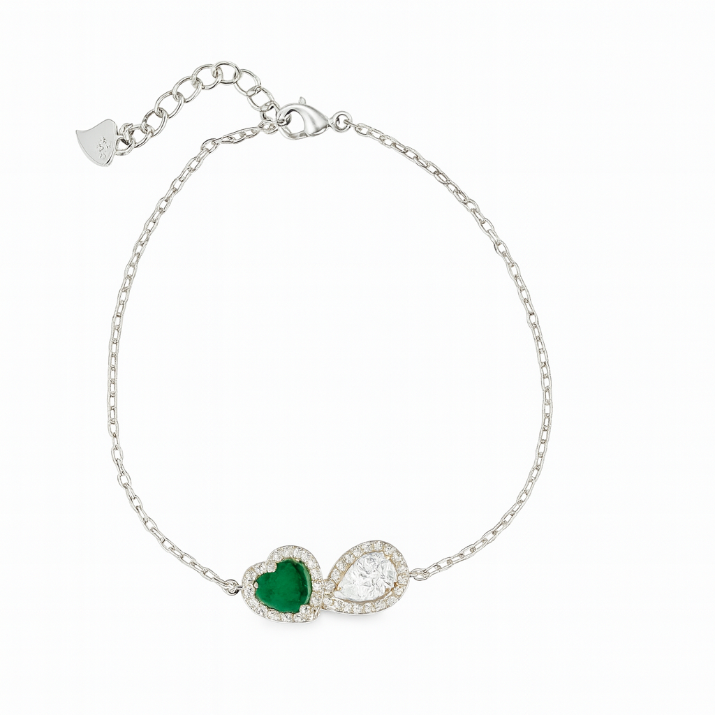 Zircon Teardrop with Heart Zircon Bracelet
