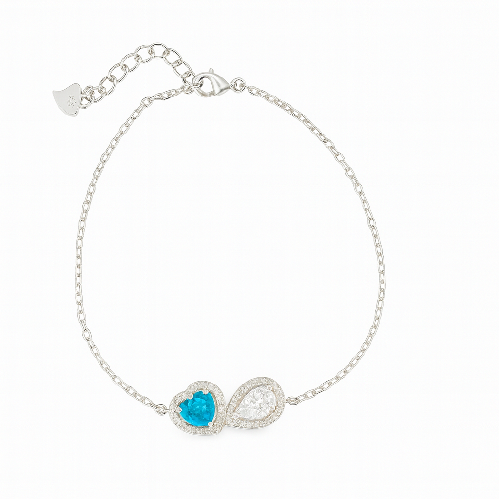 Zircon Teardrop with Heart Zircon Bracelet